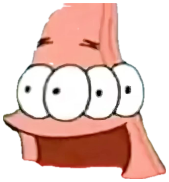 Patrick Star with four bulging eyes and a giant open-mouthed grin sticker
