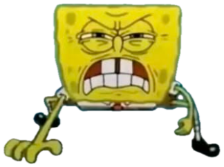 SpongeBob in full rage mode, teeth clenched, fists balled, absolutely losing it sticker