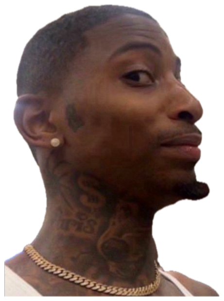 Tattooed guy with a gold chain looking at you like he already knows what you did sticker