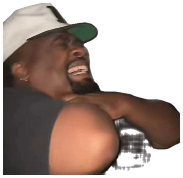Guy in a car seat wearing a cap leaning back and absolutely losing it with uncontrollable laughter sticker
