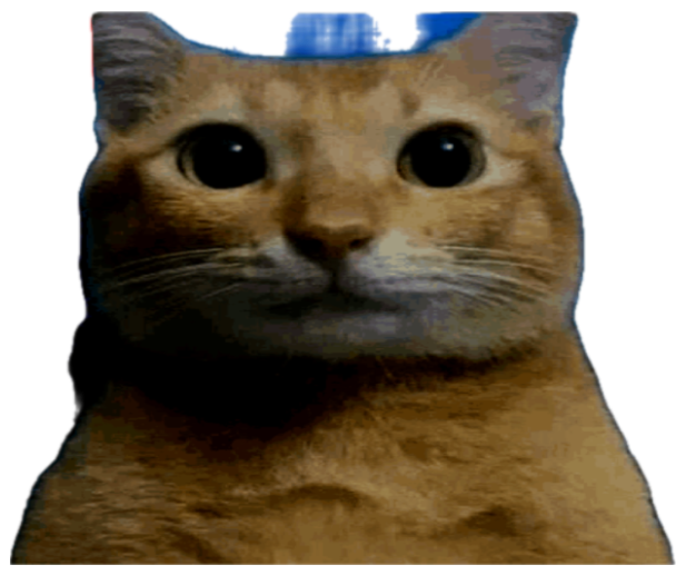 Wide-eyed orange cat under a red arrow and the caption 'HE ATE CHILDREN' sticker