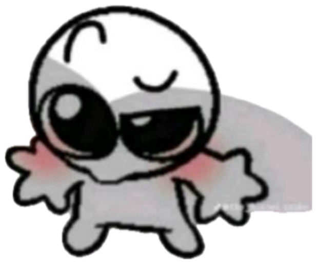 Sketchy blushing cartoon creature grinning excitedly under the text 'Pretty lady?' sticker