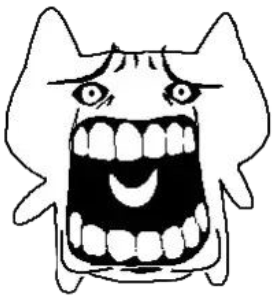 Crude cartoon face screaming with a wide-open toothy mouth sticker