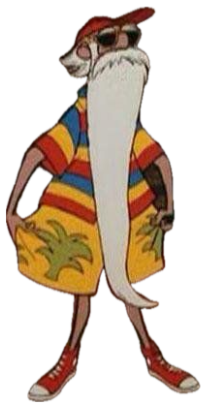 Cool cartoon old man with a huge white beard in a Hawaiian shirt and sunglasses posing confidently sticker