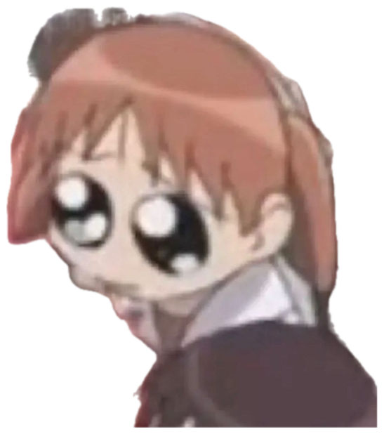 Anime kid with huge sparkling eyes and a giddy, starstruck grin sticker