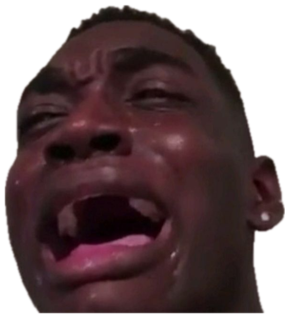 Young man sobbing hard with his mouth wide open and tears streaming down his face sticker