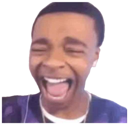 Young man absolutely losing it laughing with eyes shut and mouth wide open sticker