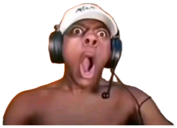 Guy with gaming headset screaming in pure shock captioned '*OHIO REALISATION*' sticker