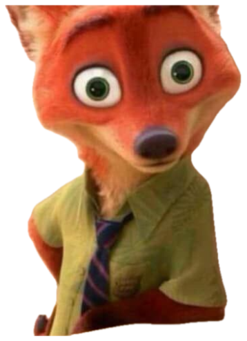 Nick Wilde from Zootopia staring wide-eyed with a panicked, caught-off-guard look sticker