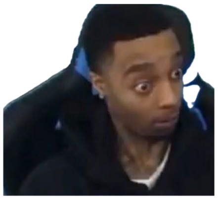 Man in a gaming chair with bulging wide eyes, totally stunned sticker