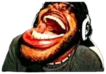 YouTube thumbnail of a man in headphones with his mouth wide open, titled 'Legit Laughing For 53 Minutes' sticker