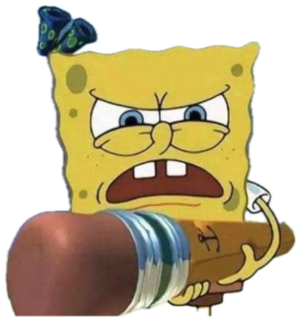 SpongeBob snarling furiously into a microphone, eyes red with rage sticker