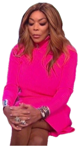 Woman in a hot-pink dress slumped in a chair looking down, drained and over it sticker