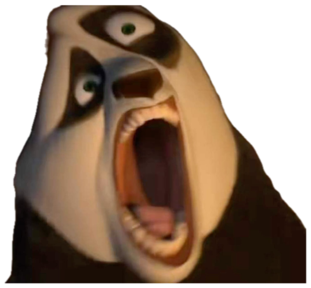 Po from Kung Fu Panda mid-scream with his mouth wide open in total disbelief sticker