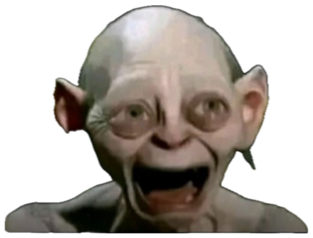 Gollum with eyes and mouth stretched wide in a manic, over-excited scream sticker