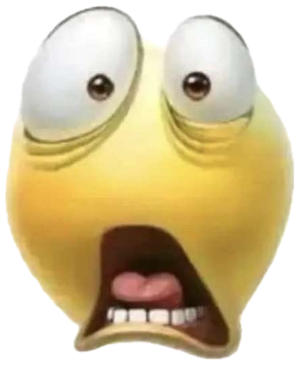 Bootleg yellow emoji with bulging eyes and a wide-open screaming mouth sticker