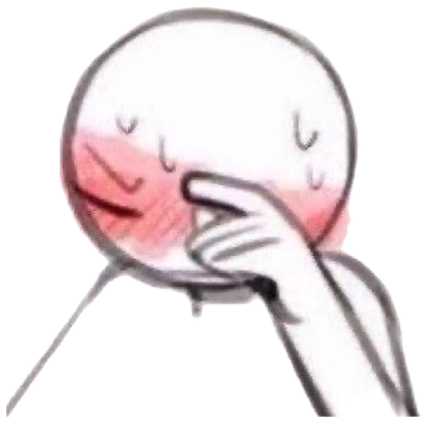 Simple line-drawn figure covering its mouth, cheeks completely flushed red sticker