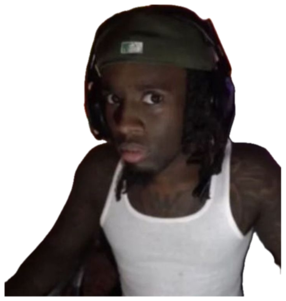 Streamer in a headset and tank top staring at the screen, stunned and lost sticker