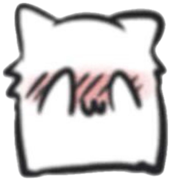 Minimalist cartoon cat with blushing cheeks and steam puffs looking flustered sticker