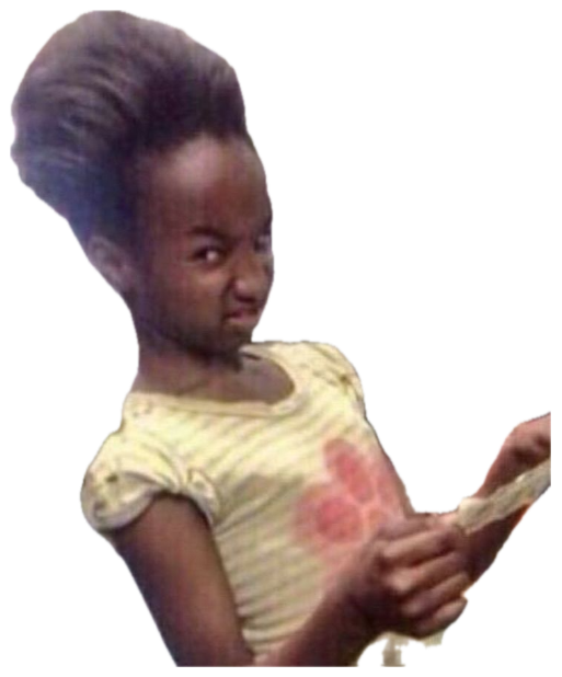 Young girl in a store scrunching her face in a disgusted, judgmental scowl sticker