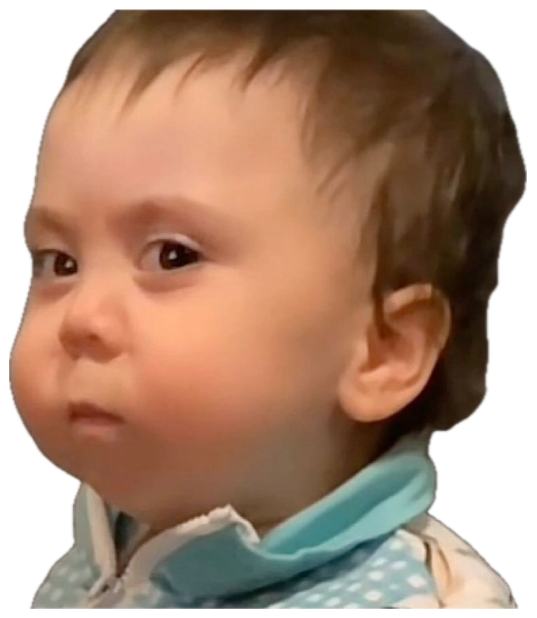 Toddler giving a skeptical, unimpressed side glance off camera sticker