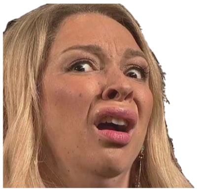 Blonde woman pulling a full repulsed grimace with her lip curled sticker