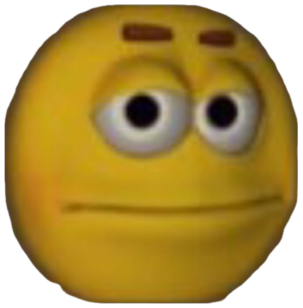 Yellow 3D emoji face with raised brows and a flat, unimpressed straight mouth sticker