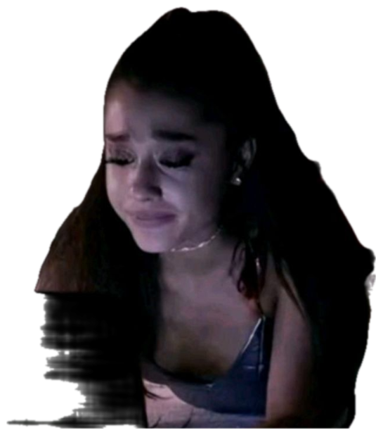 Ariana Grande crying at a laptop in the dark, lit only by the screen glow sticker