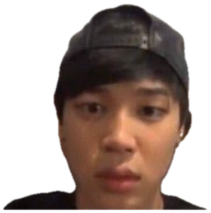 Young man in a backwards cap on a couch staring blankly at the camera at 7:30 pm sticker