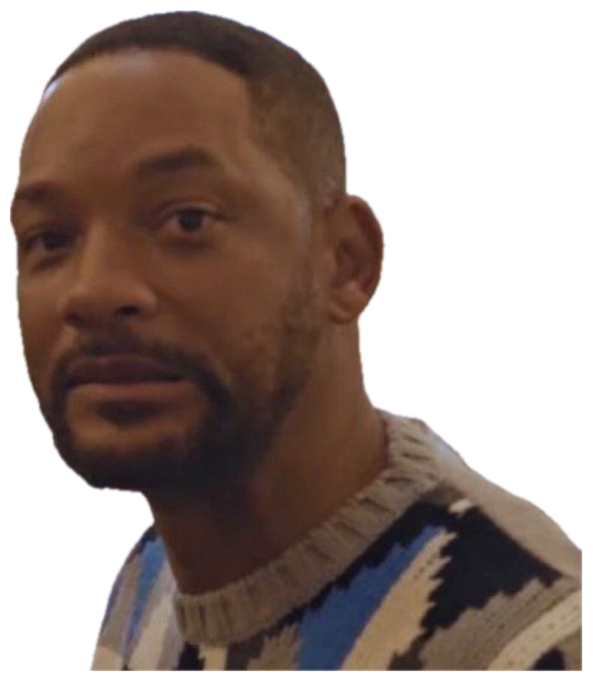 Will Smith looking worn out and quietly disappointed, on the edge of tears sticker