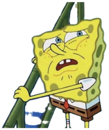 SpongeBob gripping a bar with a furious, scrunched-up face, fully fed up sticker