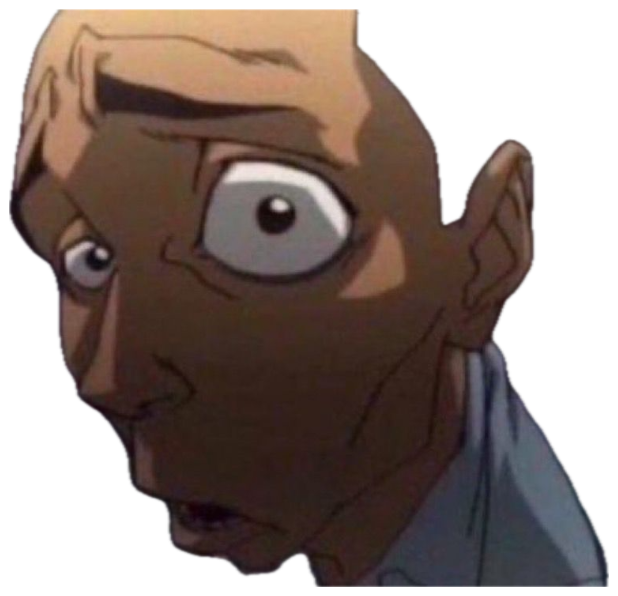 Anime character with one bulging wide eye and a stunned, unhinged expression sticker