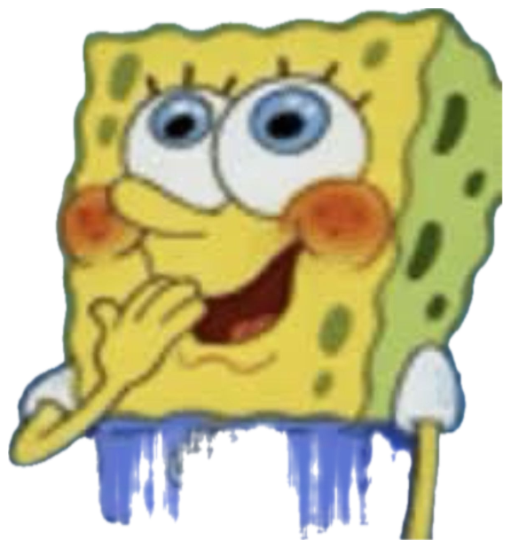 SpongeBob with rosy cheeks resting his chin on his hand looking giddy and smitten sticker