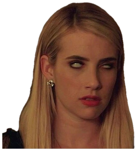 Blonde woman rolling her eyes back dramatically until only the whites show sticker