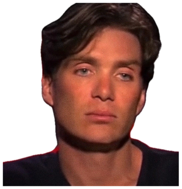 Cillian Murphy staring directly into the camera with piercing blue eyes and zero emotion sticker