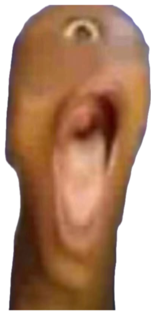 Eel or snake-like creature with mouth gaping open in an extreme close-up against a blue background sticker