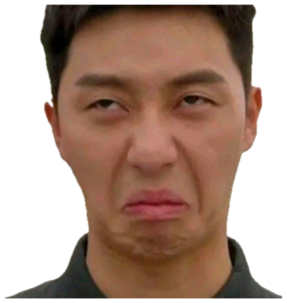 Asian man outdoors scrunching his face into a deep pout of pure disgust sticker