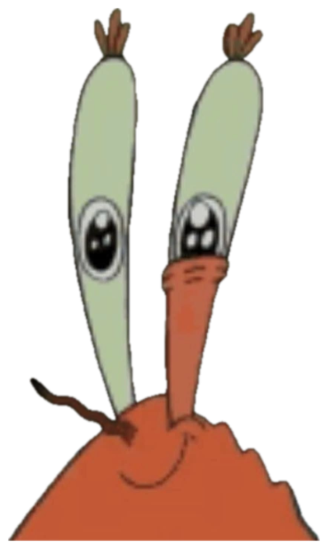Mr. Krabs from SpongeBob with his eyes stretched apart, looking dazed and confused sticker