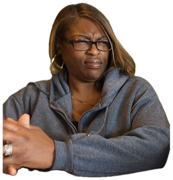 Woman in a booth with glasses giving a deeply disgusted, unimpressed scowl sticker