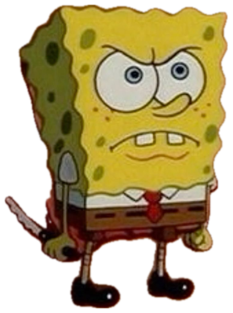SpongeBob standing in an orange canyon with a furious clenched-teeth glare sticker