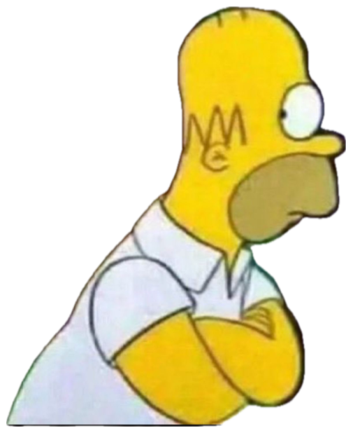 Homer Simpson with arms crossed, giving a suspicious sideways glare sticker