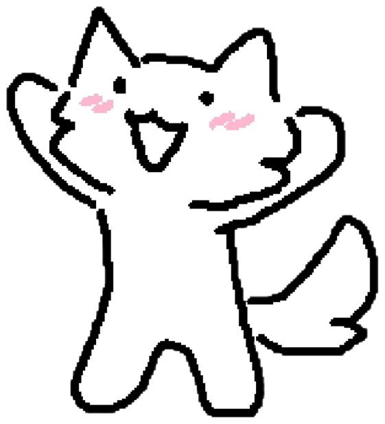 Simple line-drawn cat throwing both paws up in pure celebration sticker
