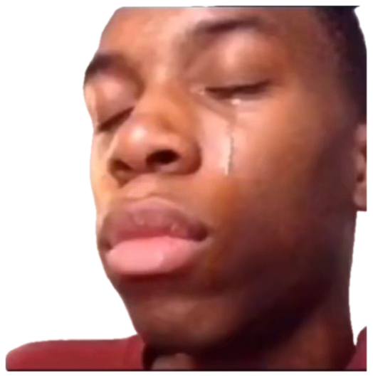 Young man with eyes closed, a single tear rolling down his cheek in close-up sticker