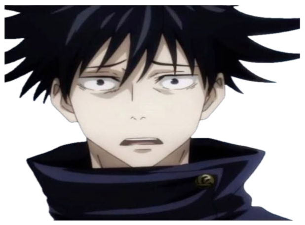 Spiky-haired anime guy with blown-out eyes and mouth open in shock sticker