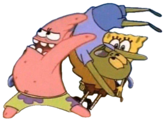 Patrick Star flipping out with a wide-eyed rage face at a carnival sticker