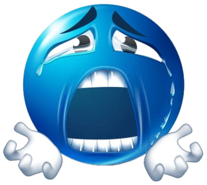 Blue emoji sobbing and screaming with fists clenched, totally overwhelmed sticker