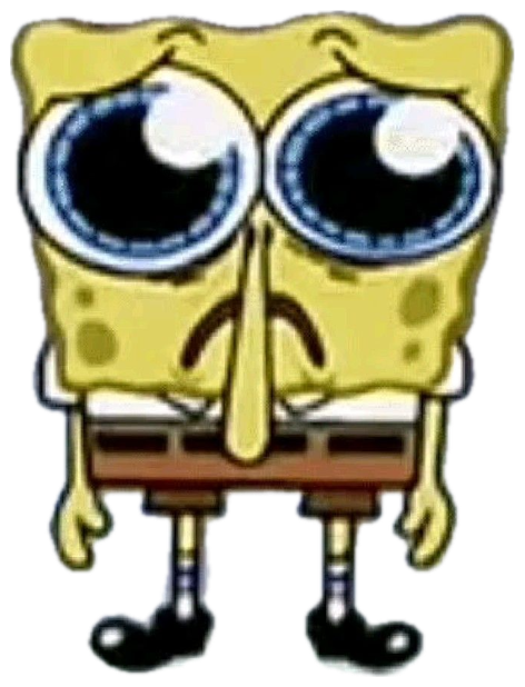 SpongeBob SquarePants standing alone looking deeply sad with watery puppy eyes sticker