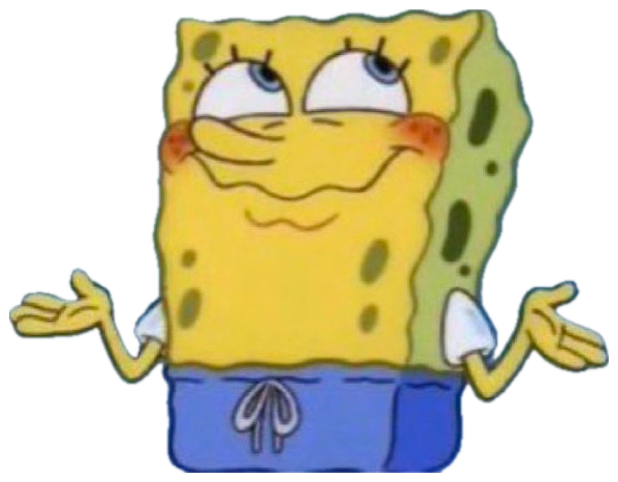 SpongeBob shrugging with a sly, self-satisfied smirk sticker