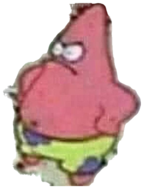 Grainy Patrick Star turning back with narrowed, suspicious angry eyes sticker