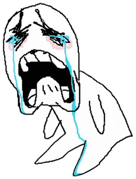 Ugly crying cartoon blob with tears streaming down, totally losing it sticker